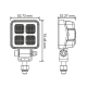 Van Master 1200 Lumens Square IP69K R23 Reversing Work Light PN: VMGWL128